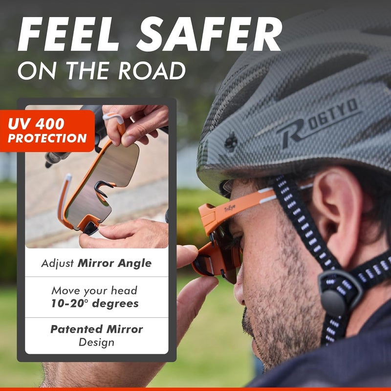 TriEye Store Cycling Glasses with Rear-view Mirror - Sports Sunglasses for Men & Women - UV-400 Protection - Image 4